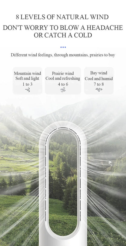 Smart Home Air Cooling Fan with Tower-Installable Bladeless Design Includes Air Purifier for Household Use