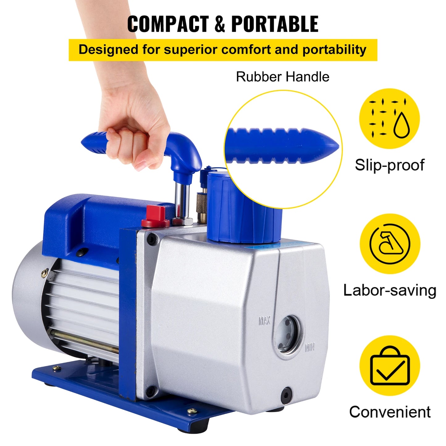 SucceBuy Vacuum Pump 7 CFM 1/3 HP Single Stage for R12 R22 R134a R410a Systems 5PA Vacuum Refrigerant  for Automobile Reparation