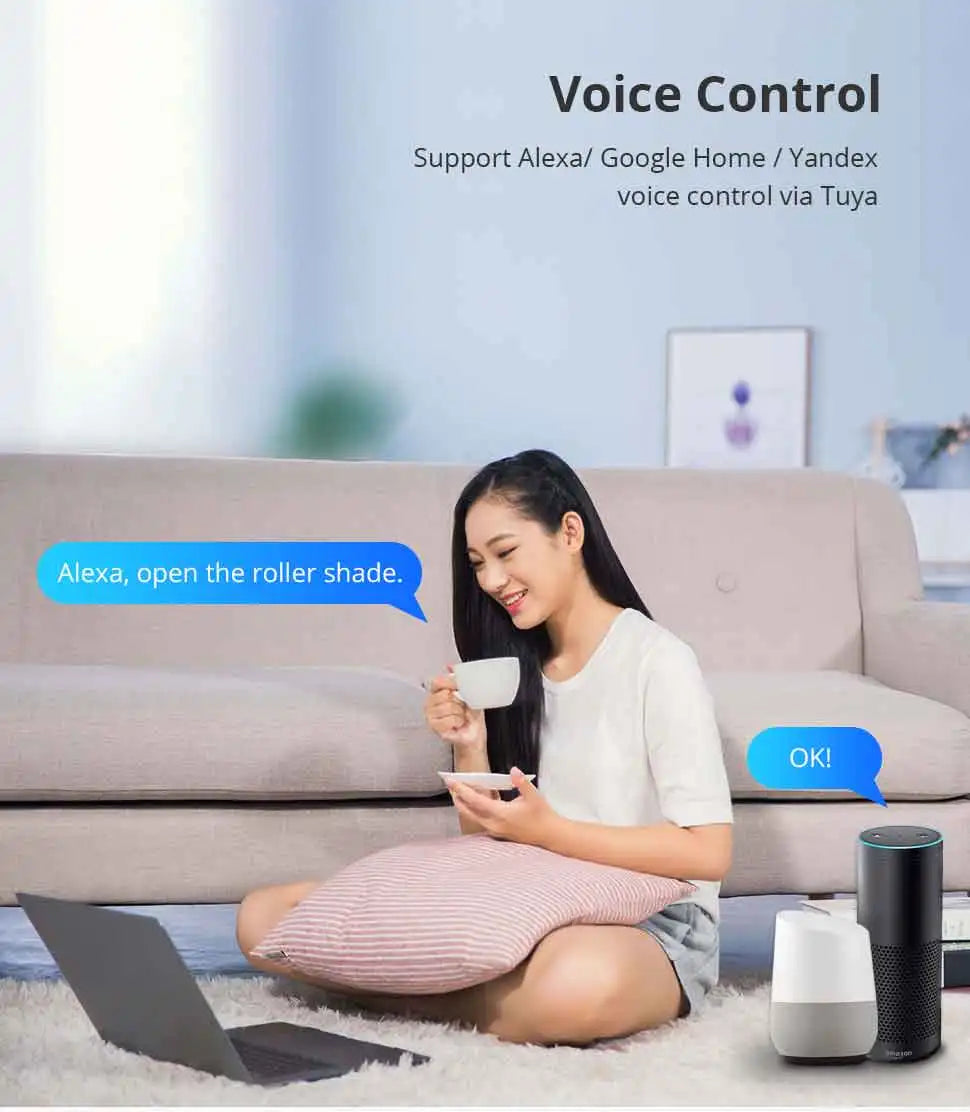 Zemismart WiFi Electric Roller Shade Motor for 17mm 25mm 28mm Tube Built-in Battery Work with Tuya Alexa Google Home Alice Voice