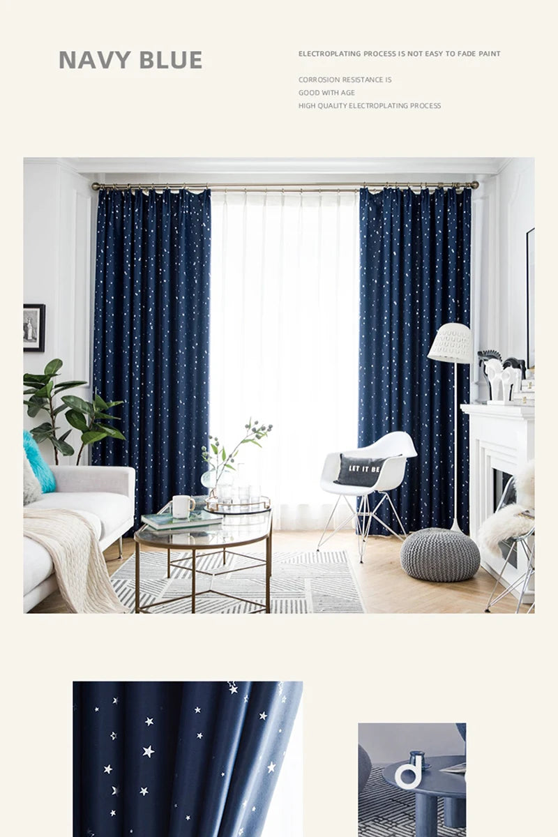 Home Children's Room Blackout Curtain Bedroom Soundproof Drapes Large Area Balcony Bay Window Curtains Modern Living Room Drape