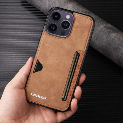 Retro Card Holder Phone Case for iPhone 17 16 15 14 13 12 11 Pro Max 16E Mini XS XR SE 7 8 Plus Busines Wallet PU Leather Cover