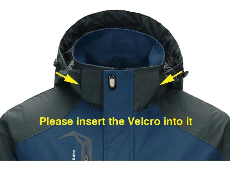 Men's Autumn Hiking Jacket Hooded Removable Waterproof Lightweight Rain Coat Trekking Outdoor Camping Casual Sportswear