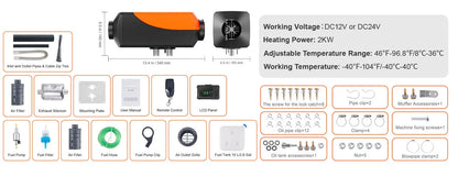 SucceBuy Bluetooth Diesel Air Heater 12V 2KW Diesel Heater with Remote Control and LCD Diesel Parking Heater for RV Trailer Boat