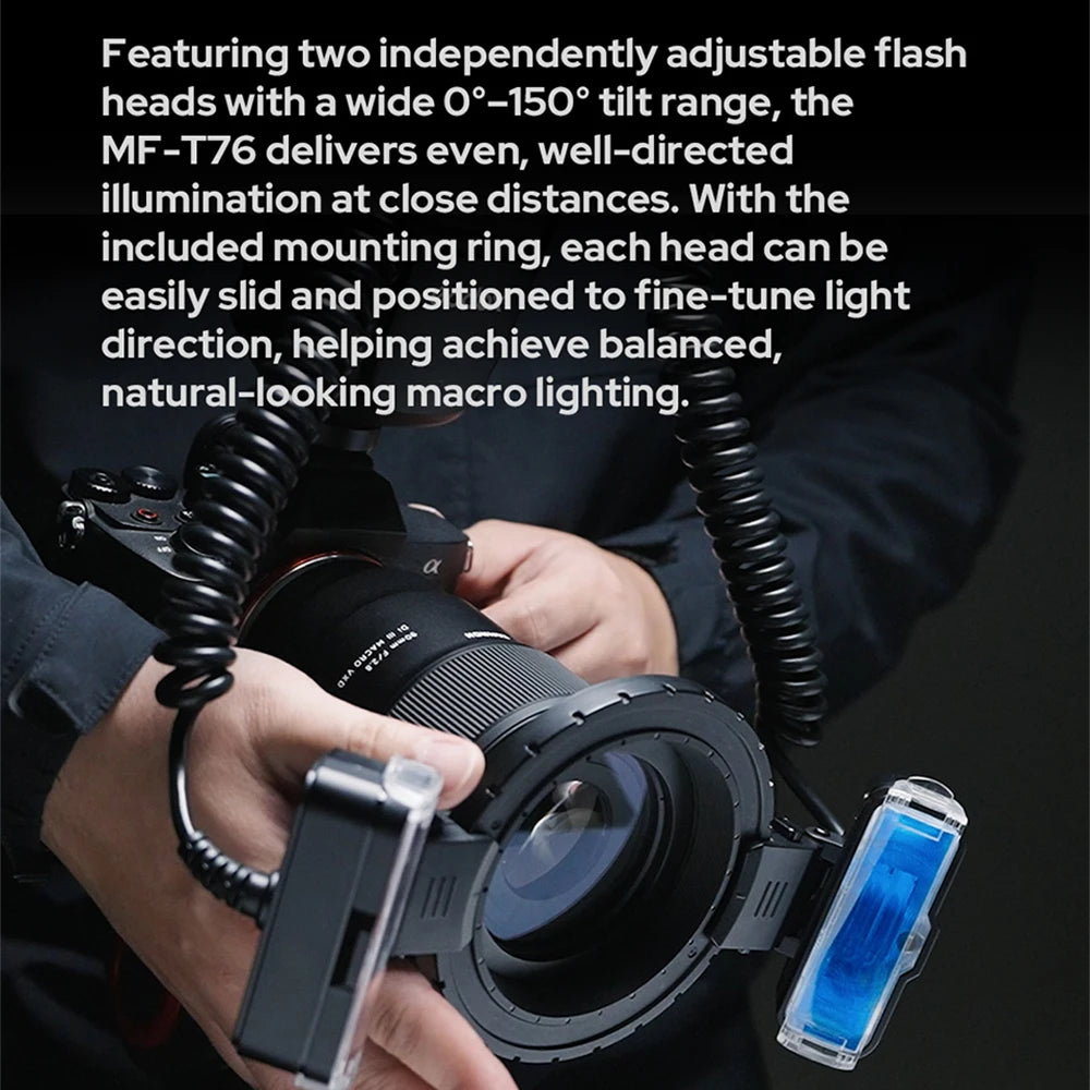 Godox MF-T76 C/N/S Macro Twin Flash TTL Auto Flash 1.2s Full-Power Recycling Dual Flash Heads compatible with Sony Canon Nikon