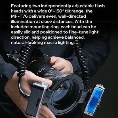 Godox MF-T76 C/N/S Macro Twin Flash TTL Auto Flash 1.2s Full-Power Recycling Dual Flash Heads compatible with Sony Canon Nikon