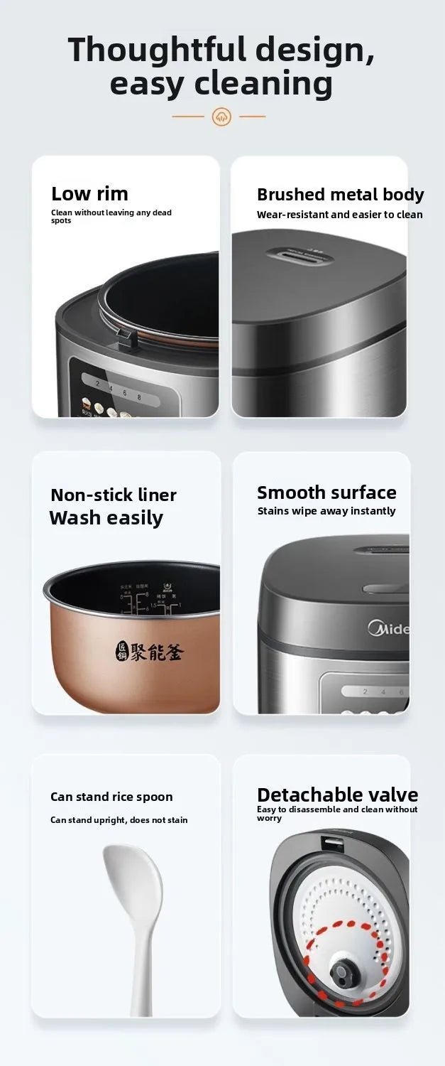 Home-use smart rice cooker with timer function, 4L/5L multi-functional non-stick large capacity MB-RE430