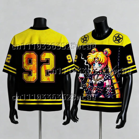 Bandai Anime Girl Warrior Theme Summer Oversized Shirt T-shirt Adult and Children's Sports T-shirt Family Matching
