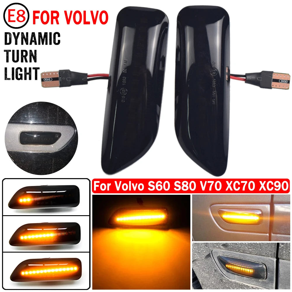 For Volvo XC90 S80 XC70 V70 S60 2001- 2009 LED Dynamic Turn Signal Light Side Mirror Sequential Lamp Blinker Indicator