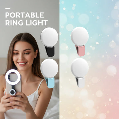 Portable Mini LED Selfie Ring Light for Mobile Phones Durable Three Step Dimming Photography Clip-On Fill Light for Perfect Self