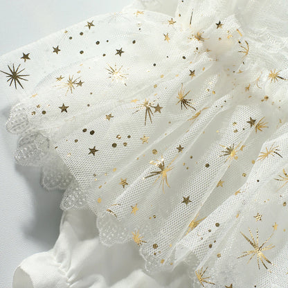 2Pcs Newborn Photography Outfit Baby Girl Butterfly Glitter Star Lace Romper With Pearl Headband Infant Photo Props