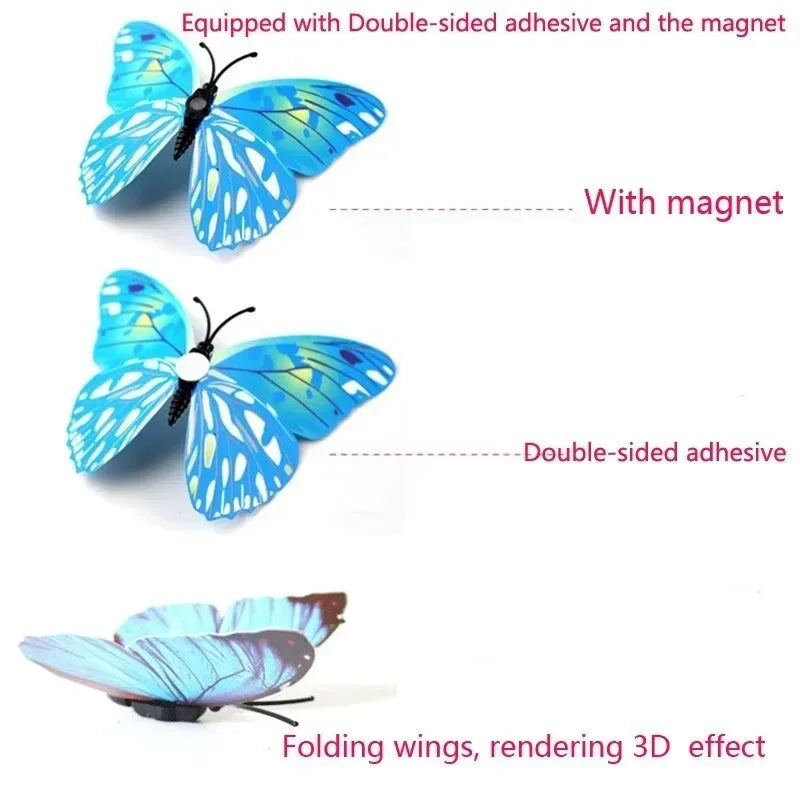 Magentic 3D Double-layer Butterfly Wall Stickers Magnet Refrigerator Stickers Home Girl Kids Room Wedding Christmas Decoration