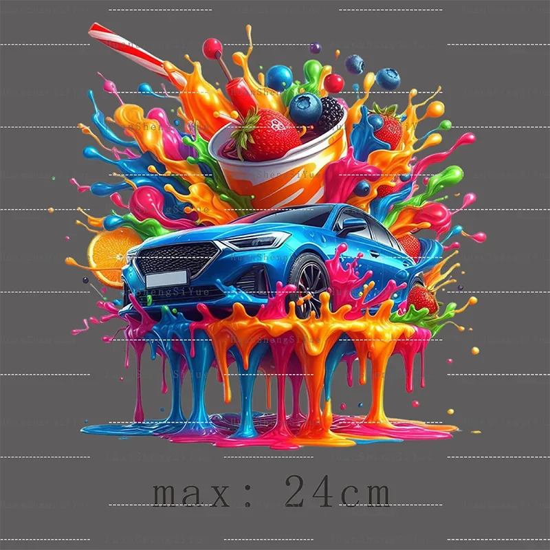 Color Fluid Painting Ironing Sticker Clothes DTF Fashion T-shirt Hoodie DIY Jacket Patch Hot Paste Paper