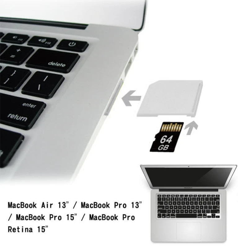 MicroSD TF to SD Card Reader Adapter Dust-proof Plug Support Micro SD / SDHC / SDXC 64GB Memory for macbook Air