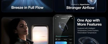 COOLIFY 3 Neck Air Conditioner Heater Cooling Neck Fan 6000mAh Bladeless Portable Fan AI Temp Control Wearable Cooler Black