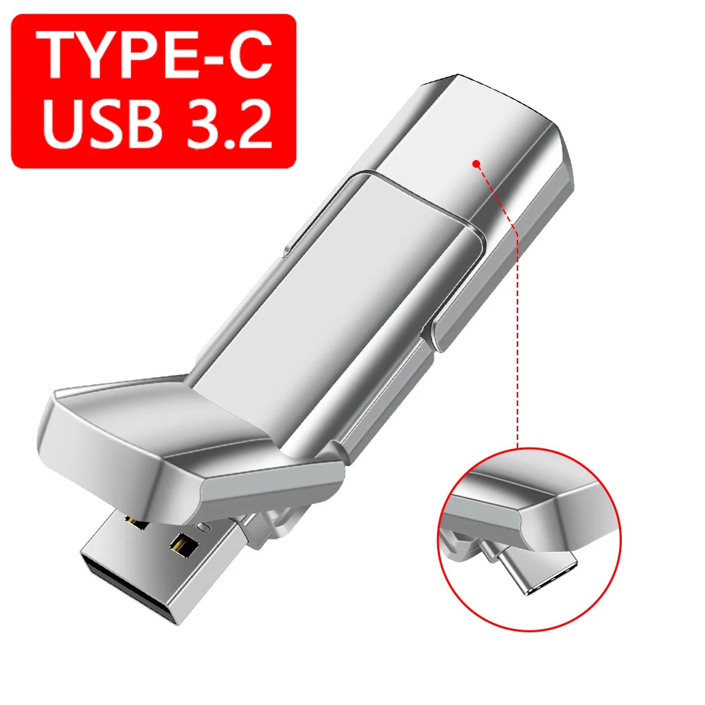 High speed TYPE C USB 3.2 Pen drive 256GB OTG 2 IN 1 Metal USB flash drive 128GB Pendrive 64GB USB flash drives Memory Disk