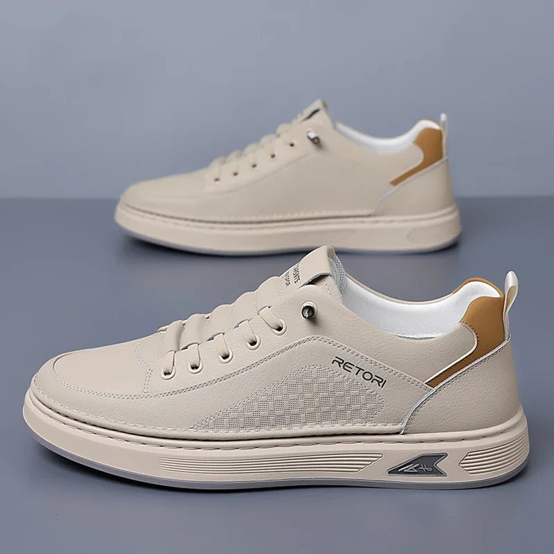 New Men's Shoes High Quality Leather Casual Shoes for Men Designer Sneakers Tenis Masculino Comfort Lace-up White Sport Shoes