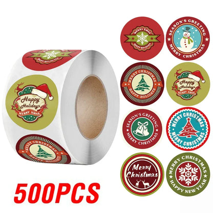 100-500Pcs Gold Snowflake Christmas Stickers Candy Bag Envelopes Sealing Label Christmas Gifts Box Decorations Sticker