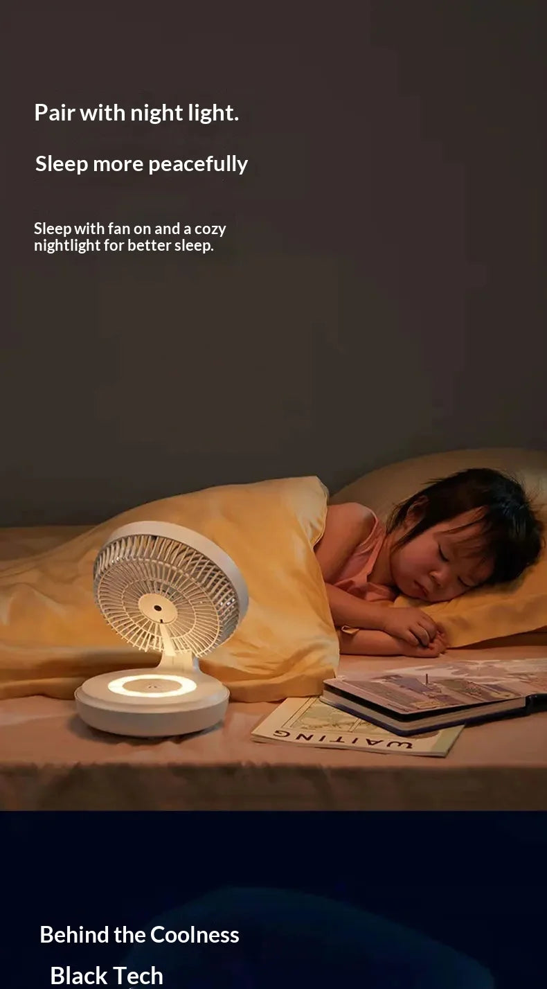 Edon Air Circulation Fan Wireless Suspended USB Rechargeable Night Light Touch Control 4 Wind Speed Folding Electric Fan Home
