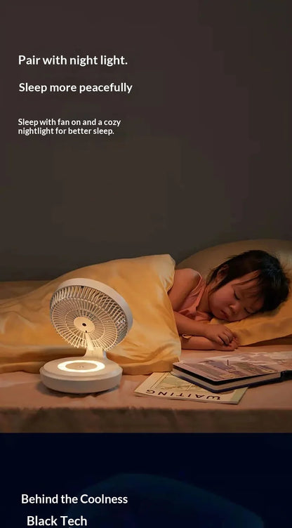Edon Air Circulation Fan Wireless Suspended USB Rechargeable Night Light Touch Control 4 Wind Speed Folding Electric Fan Home