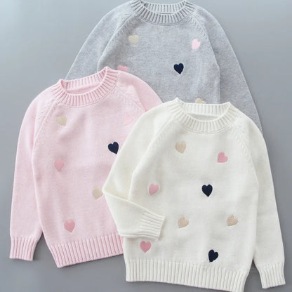 Pull d'automne-hiver pour filles, motif mignon amoureux, pull tricoté en polaire épaisse et chaude