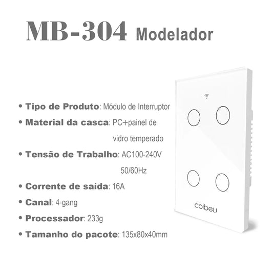 Touch switch, Smart Switch, WiFi switch, control switch, Compatible with Alexa Tuya Google, with neutral by PDG ibma