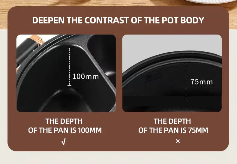 5L Electric Hot Pot High-power Cooking Electric with 3 Different Flavors Multi-functional Panela