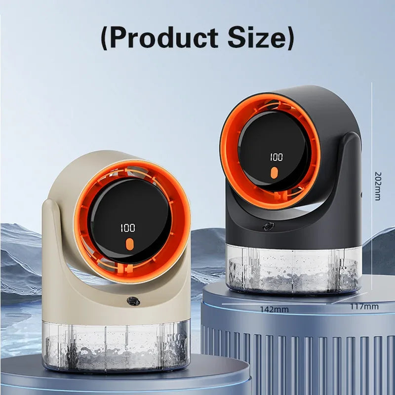 TINSOL New Compact Mini Electric Fan with Single-Hole Mist Air Conditioner Ice-Cool Humidifying Circulating Fan 360° Adjustable