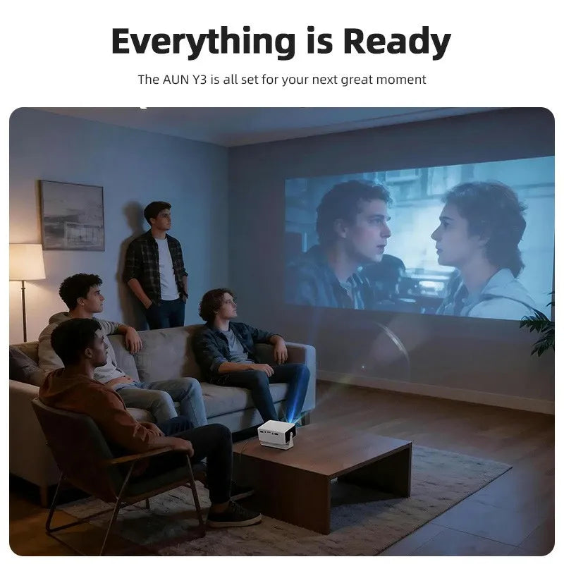 AUN Y3 MINI Projector Home Theater LED Portable 3D Video Smart TV Cinema Game Wired Mirror IPhone For Full HD 4K Video Via HDMI