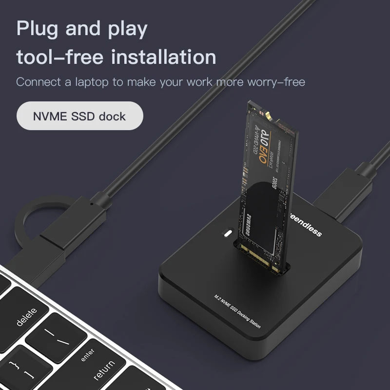 Blueendless External SSD Hard Disk M.2 SSD Enclosure 10Gbps Online Reading Writing Speed SSD Case For SATA NVME Docking Station
