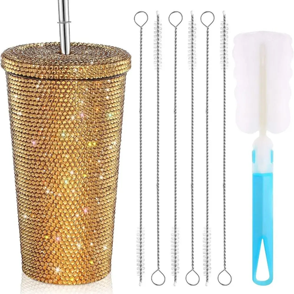 500ml/750ml Rhinestone Thermos Bottles Insulated Shining Glitter Coffee Cup Reusable Creative Stainless Steel Water Bottle Girl