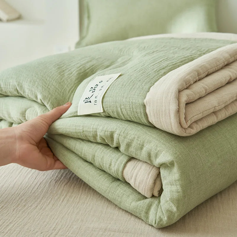 Japanese Double-Layer Yarn Summer Quilt High-Quality Two-Tone Soybean Thin Quilt Skin-Friendly Cooling Comfort for Single Double