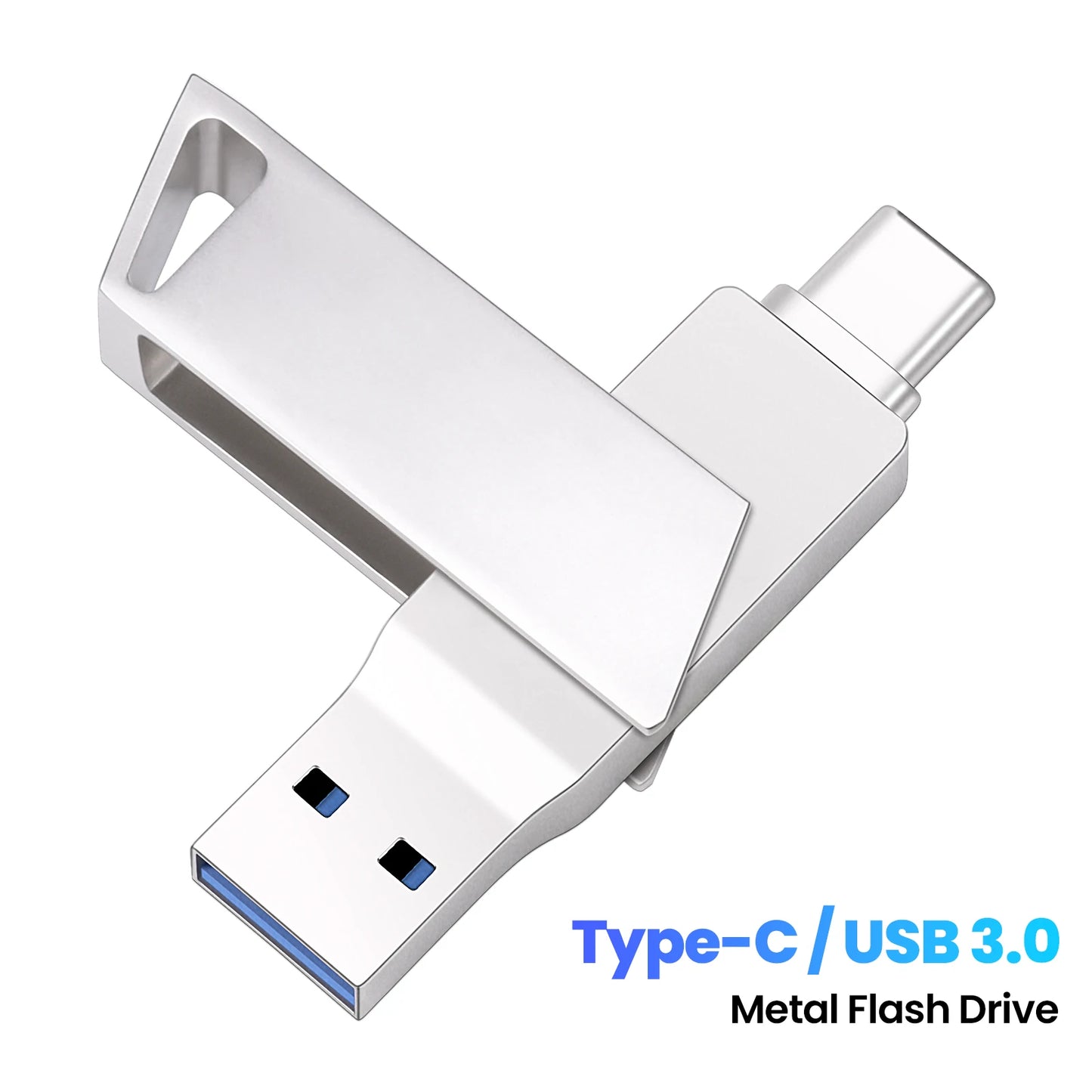 New Metal Type-C Rotatable USB 3.0 Flash Drive 32GB Computer And Phone Dual-Use Rotating Design Durable Data Storag Pen Drives ﻿