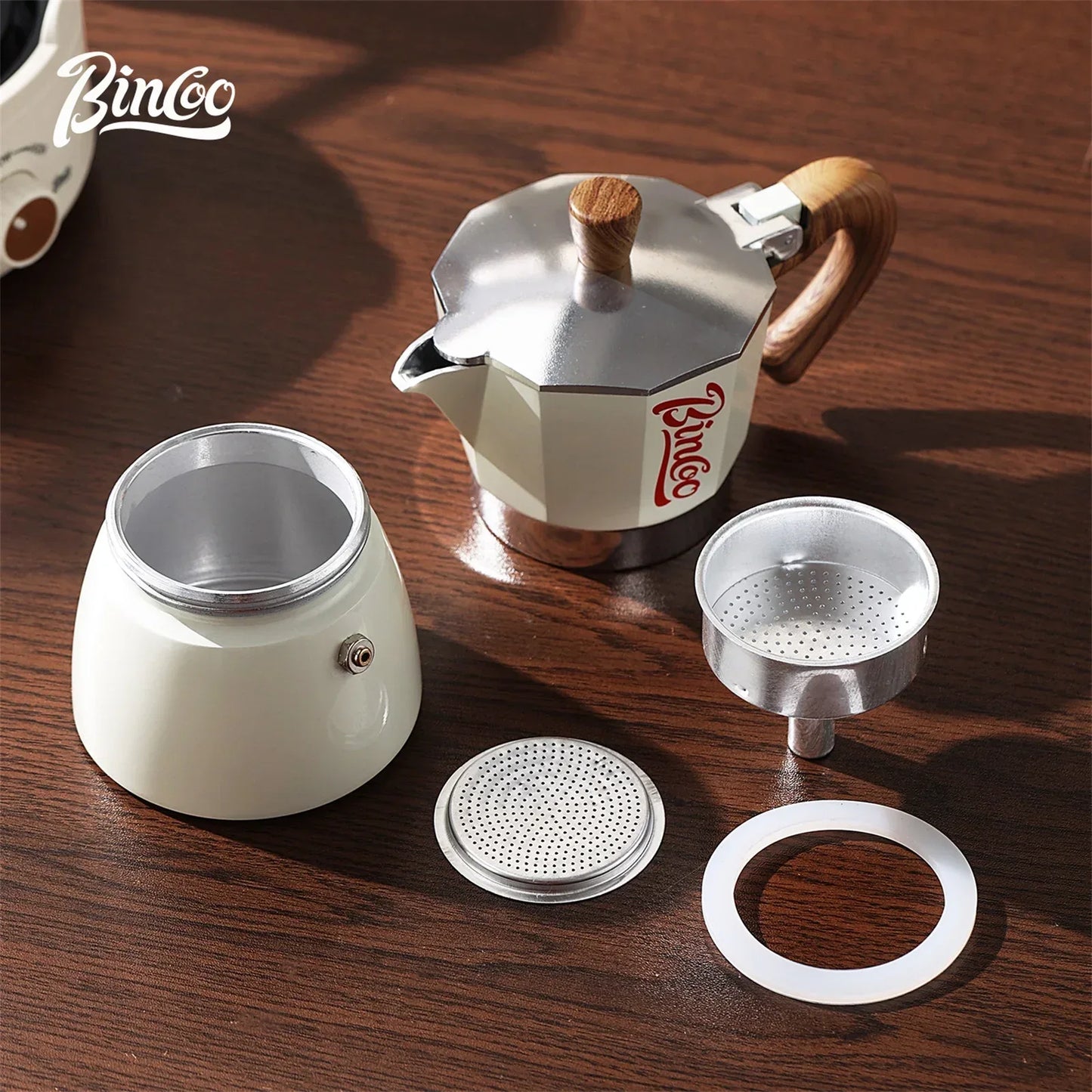 Bincoo Moka Pot and Electric Stove Combo Espresso Maker Compact Design for Small Spaces for Rich Italian Style Coffee Brewing