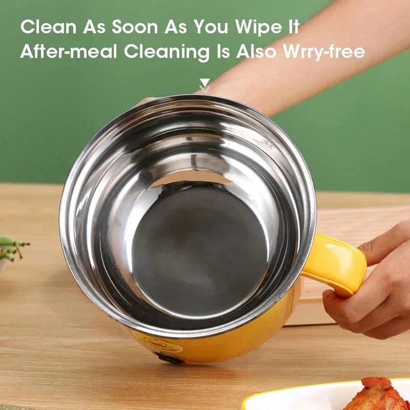 Portable Mini Electric Hot Pot 1.8L Non-stick Multifunctional Cooker for Dorm Cooking and Home Use for 1-2 People with Auto