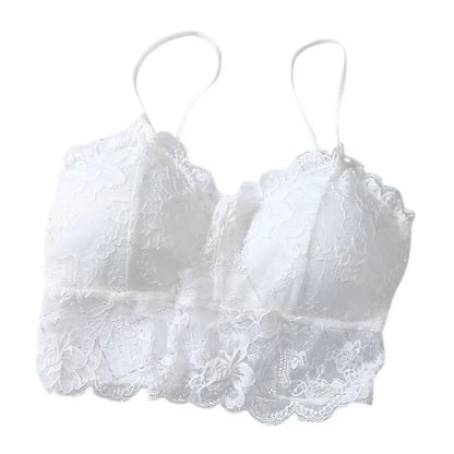 Summer Women Lace Sexy Top Sun Sleeveless Tops padded Bralette Bra Bustier Zipper Back Club Crop Tank lingerie женское белье