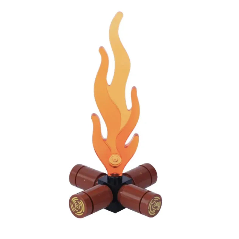 MOC Medieval Campfire Building Block Flame Wave Candle Transparent Wine Bottle Educational Toy Compatible Accessories Brick K054