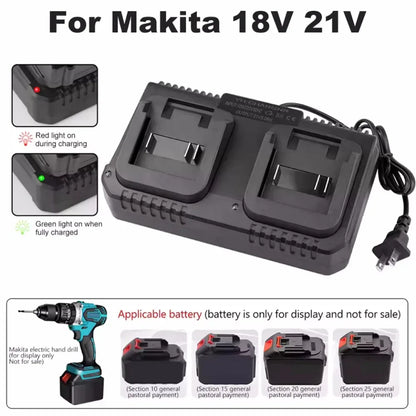 Lithium Battery Dual Charger 2 Ways Power Tool Battery Charger EU/US Plug For Makita 18V 21V Battery BL1415/1815/1830/1850