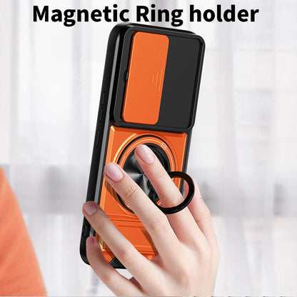 KEYSION Magnetic Phone Case for TECNO Camon 50 Pro 50 Ultra 5G Slide Camera Protection Upright Kickstand Ring Shockproof Cover