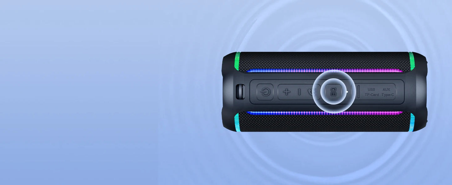Ortizan Wireless Portable Bluetooth Speaker X30 with 40W Stereo Sound, Rich Bass, IPX7 Waterproof, 30H Playtime, TWS, LED Lights