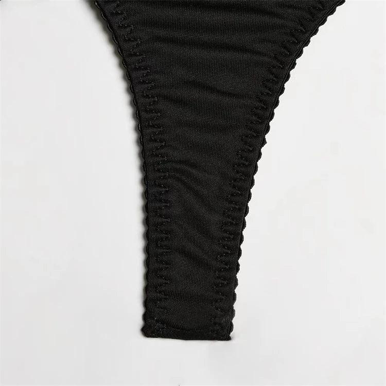 Comeondear Women Suspender Elastic Strap Intimate Underwear Black Plus Size Lingerie Belt Briefs Sexual Mesh Garter Bra Panties