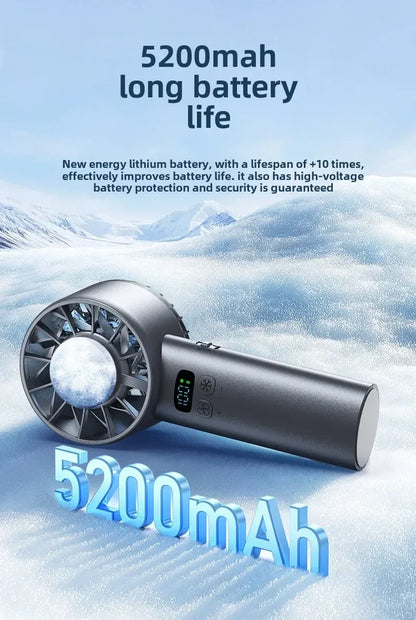 Xiaomi 5200mah Handheld Fan Electric Hand Fans Ice Compress High-speed Cooling USB Rechargeable Portable LED Digital Display