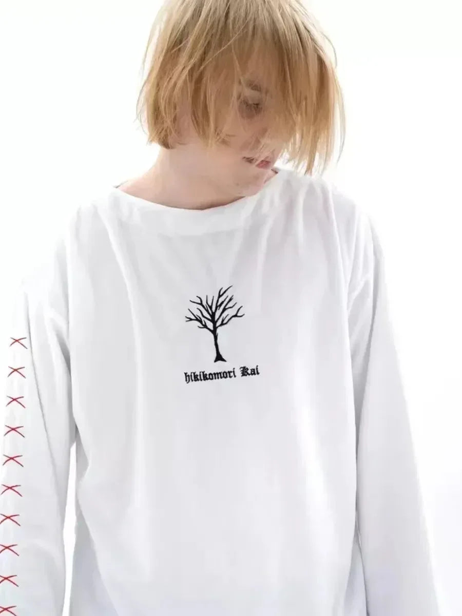 Spring Autumn Pure Cotton Long Sleeve T-Shirt Street Style Casual Loose Fashionable Cool Top for Women Crew Neck Tee