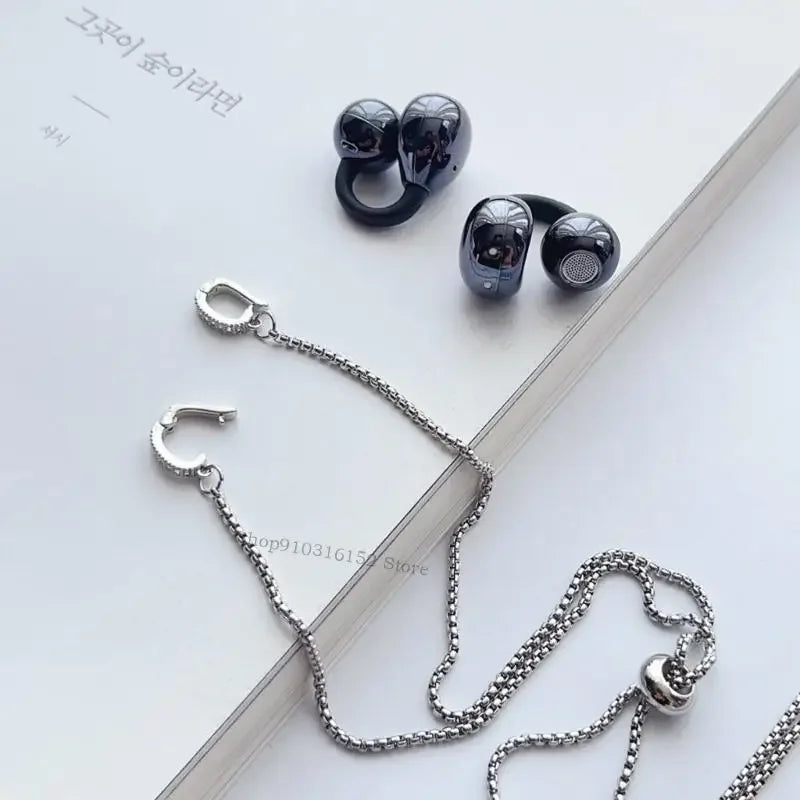 Elegant Stainless Steel Earphone Lanyard Anti Slip Clip Secure Cord for Huawei FreeClip Sports Commuting Daily Use