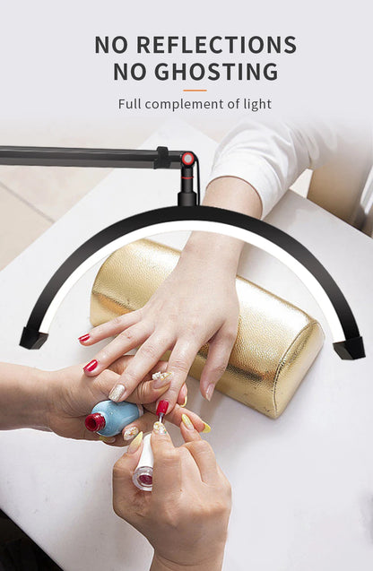 16 INCH LED Half Moon Lash Light Temperature 20W 3000K-6000K LED Ring Lamp for Beauty Facials Skincare Tattoo Eyebrows Filming