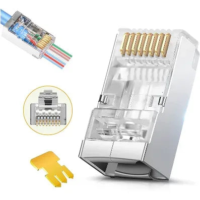 50/1PACK Connectors Pass Through Modular Plug CAT6 CAT7 CAT5 Ethernet Cable Shielded Connectors for RJ45 Net Pass Through Plugs