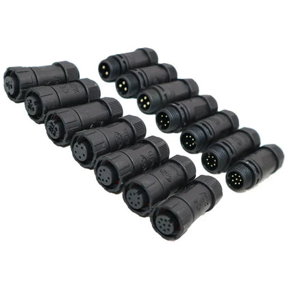 M12 Welded Connector Outdoor 2 3 4 5 6 7 8 Pin IP68 Waterproof Assembled Connector Joint Aviation Docking Male Female Plug