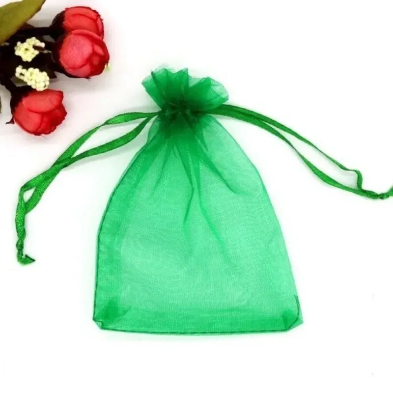 1-100 Drawstring Mesh Bags Packaging Christmas Candy Jewelry Cosmetic Wedding Pocket Gift Bag Multicolor Drawable Organza Pouch