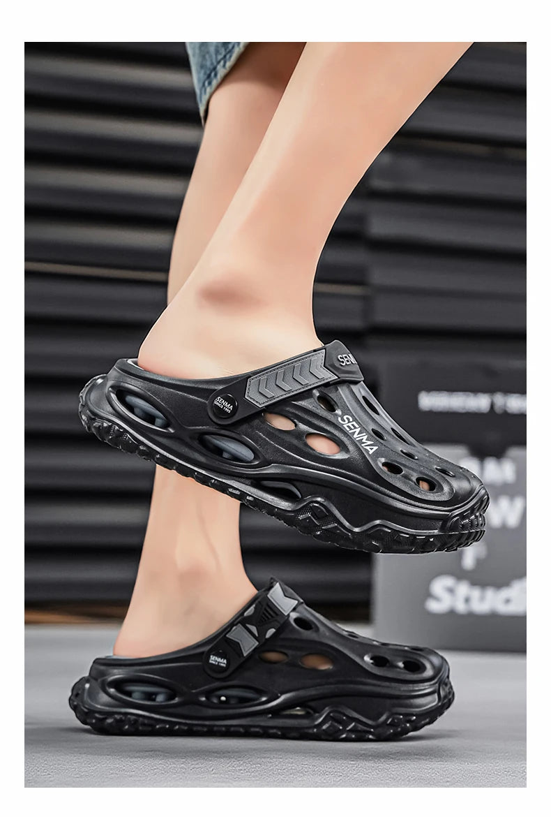 SENMA Summer Men's Thick Bottom Sandals Casual Non-Slip Beach Shoes Comfortable High Elastic EVA Material Men Shoes for Driving