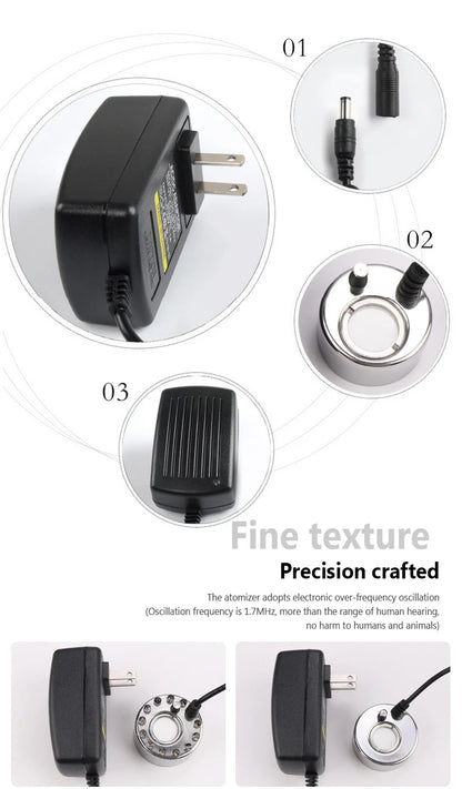 Ultrasonic Atomizer Lightless Metal Head Ceramic Chip Fogger 38mm Balcony Courtyard Water Feature Fountain Sprayer Humidifier EU