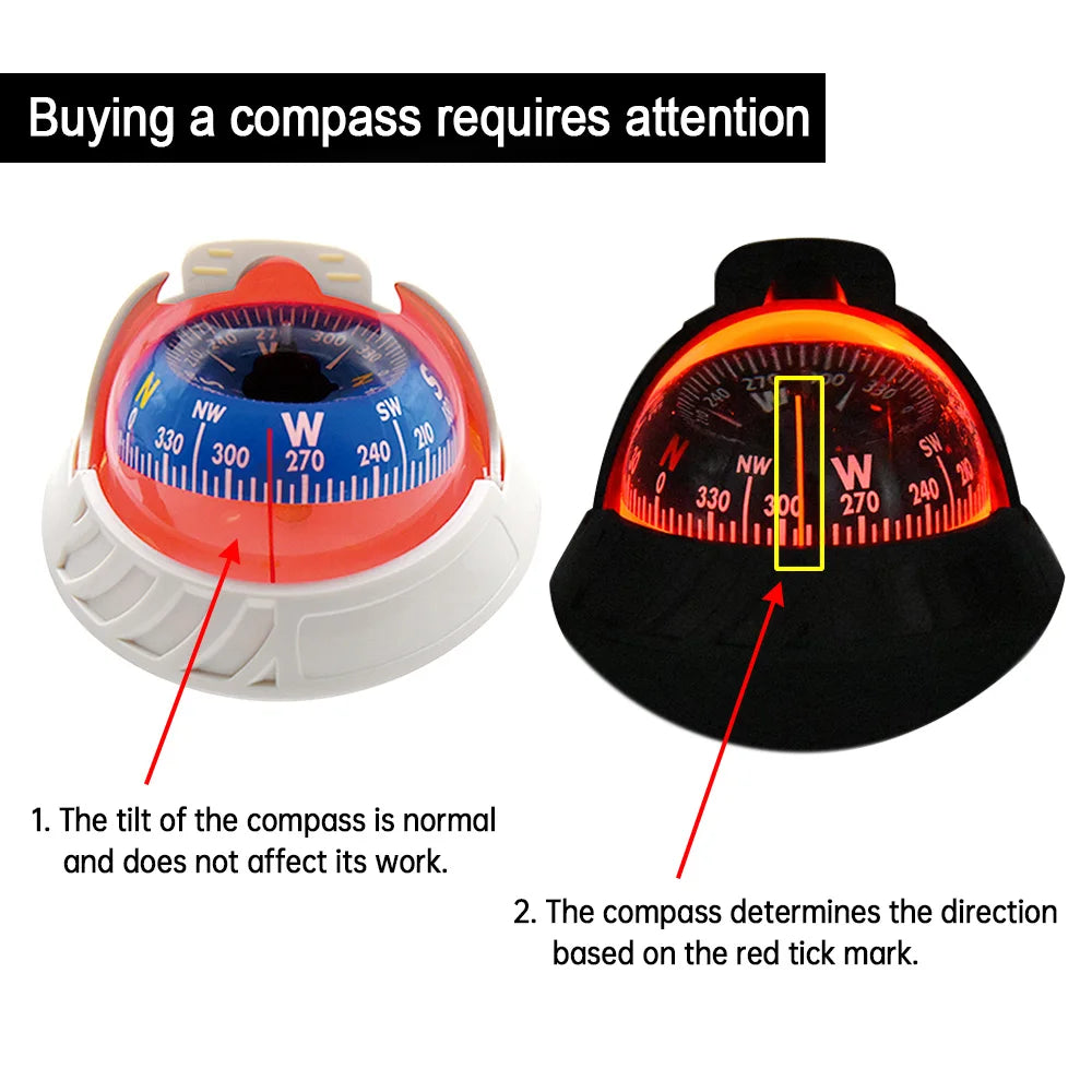 1pc Electronic Navigation Compass Sea Marine Pivoting Compass Camping Gear With Magnetic Declination Adjustment For Car Ship